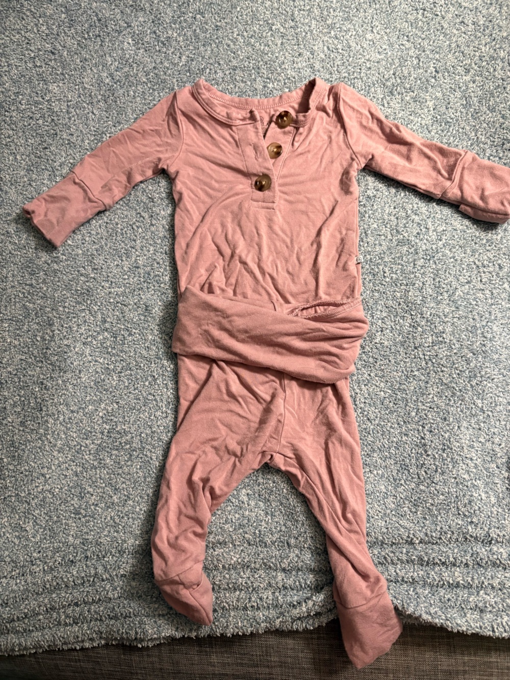 Newborn Long Sleeve One-Piece Romper in Dusty Rose CADEN LANE